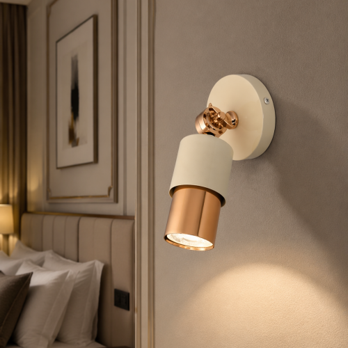 Lotus Tekli Dekoratif Gold Kaplama & Krem Hareketli Duvar Aplik (GÜNIŞIĞI LED AMPUL DAHİLDİR...)