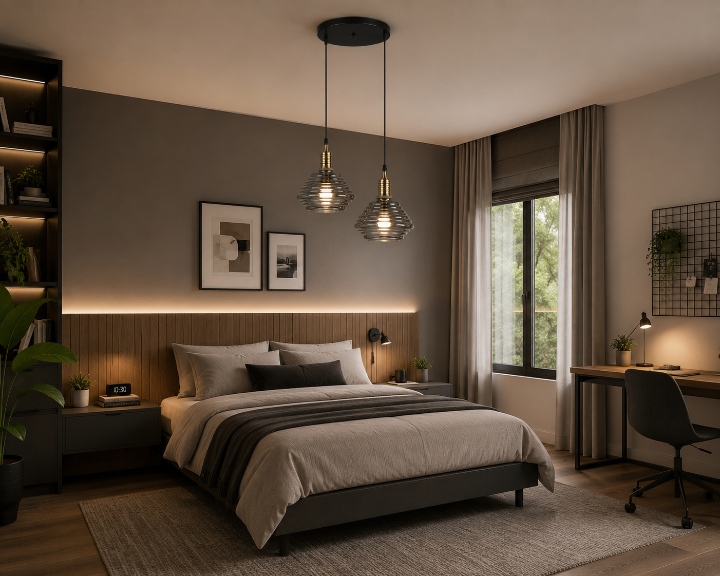 LY8004-2 Dekoratif 2'li İthal Füme Cam Sarkıt Modern İç Mekan