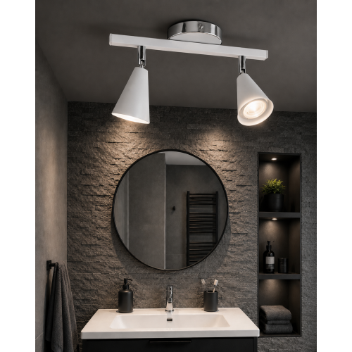 Merlin 2'li Dekoratif Hareketli Beyaz & Krom Modern Metal Avize İç Mekan (GÜNIŞIĞI LED AMPULLER DAHİLDİR...)