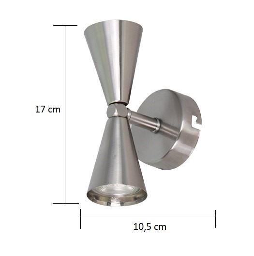 Merkür 2'li Dekoratif Mat Krom Metal Modern Duvar Aplik Iç Mekan (GÜNIŞIĞI LED AMPULLER DAHİLDİR!!!)