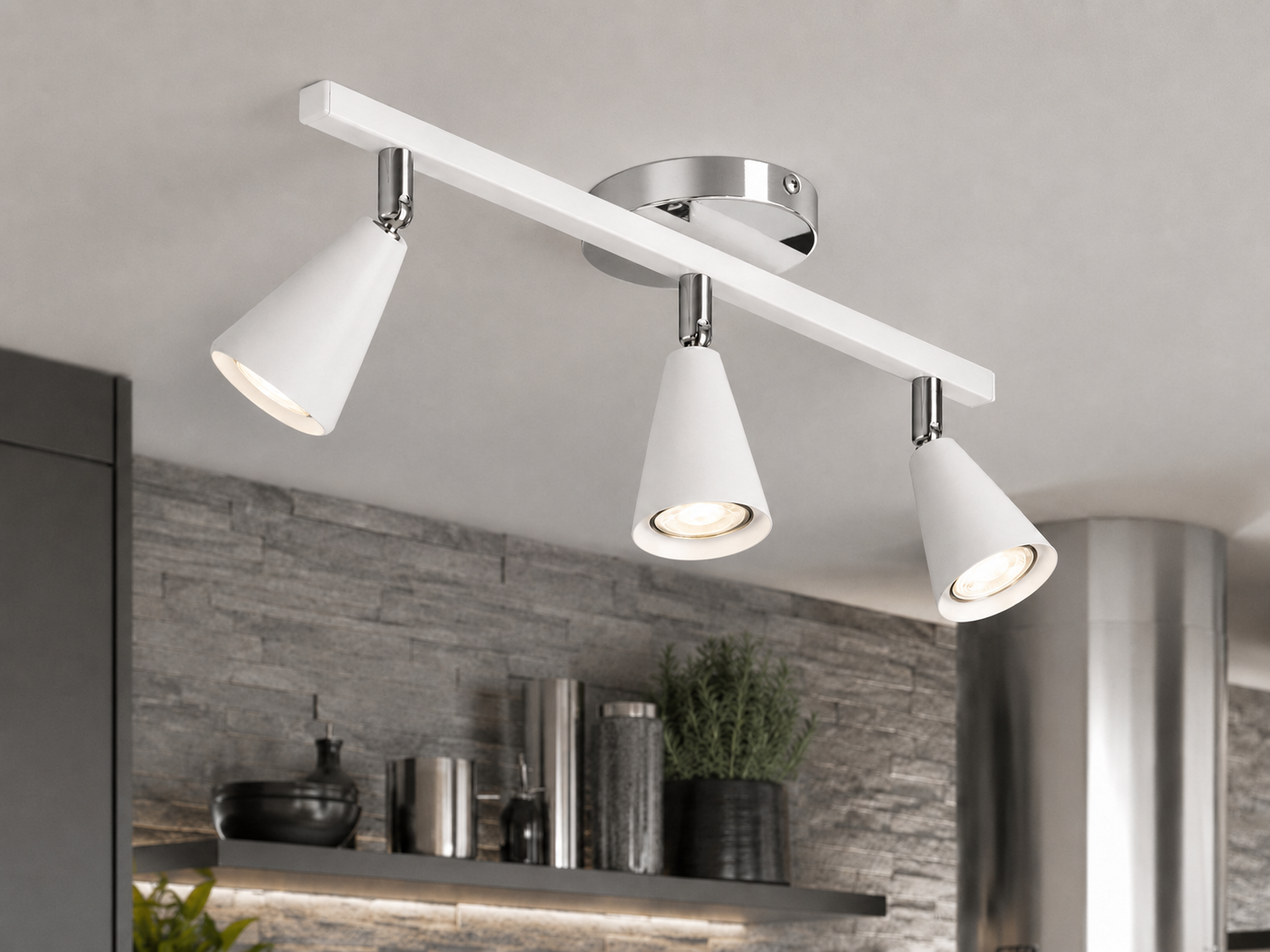 Merlin 3'lü Dekoratif Hareketli Beyaz & Krom Modern Metal Avize İç Mekan (GÜNIŞIĞI LED AMPULLER DAHİLDİR...)
