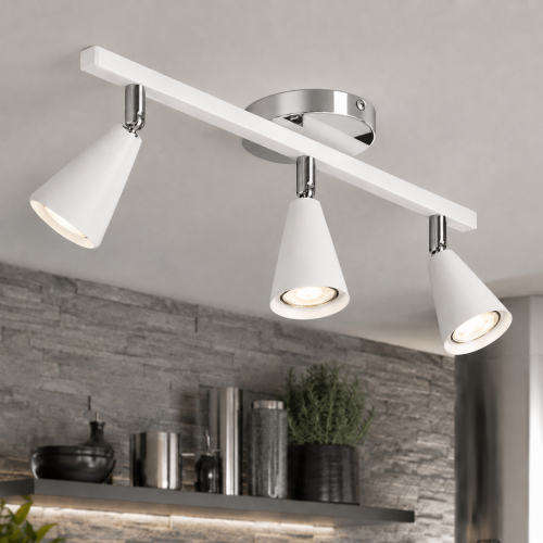 Merlin 3'lü Dekoratif Hareketli Beyaz & Krom Modern Metal Avize İç Mekan (GÜNIŞIĞI LED AMPULLER DAHİLDİR...)