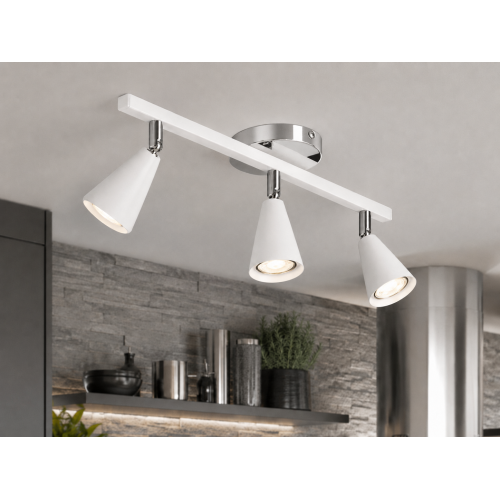 Merlin 3'lü Dekoratif Hareketli Beyaz & Krom Modern Metal Avize İç Mekan (GÜNIŞIĞI LED AMPULLER DAHİLDİR...)
