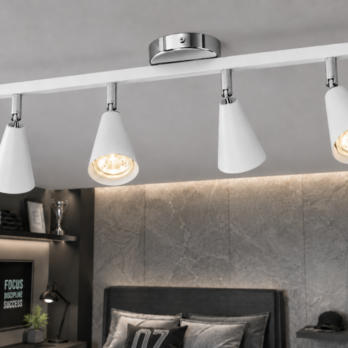 Merlin 4'lü Dekoratif Hareketli Beyaz & Krom Modern Metal Avize İç Mekan (GÜNIŞIĞI LED AMPULLER DAHİLDİR...)