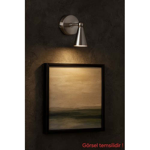 Merkür Tekli Dekoratif Mat Krom Metal Modern Duvar Aplik Iç Mekan (GÜNIŞIĞI LED AMPUL DAHİLDİR!!!)