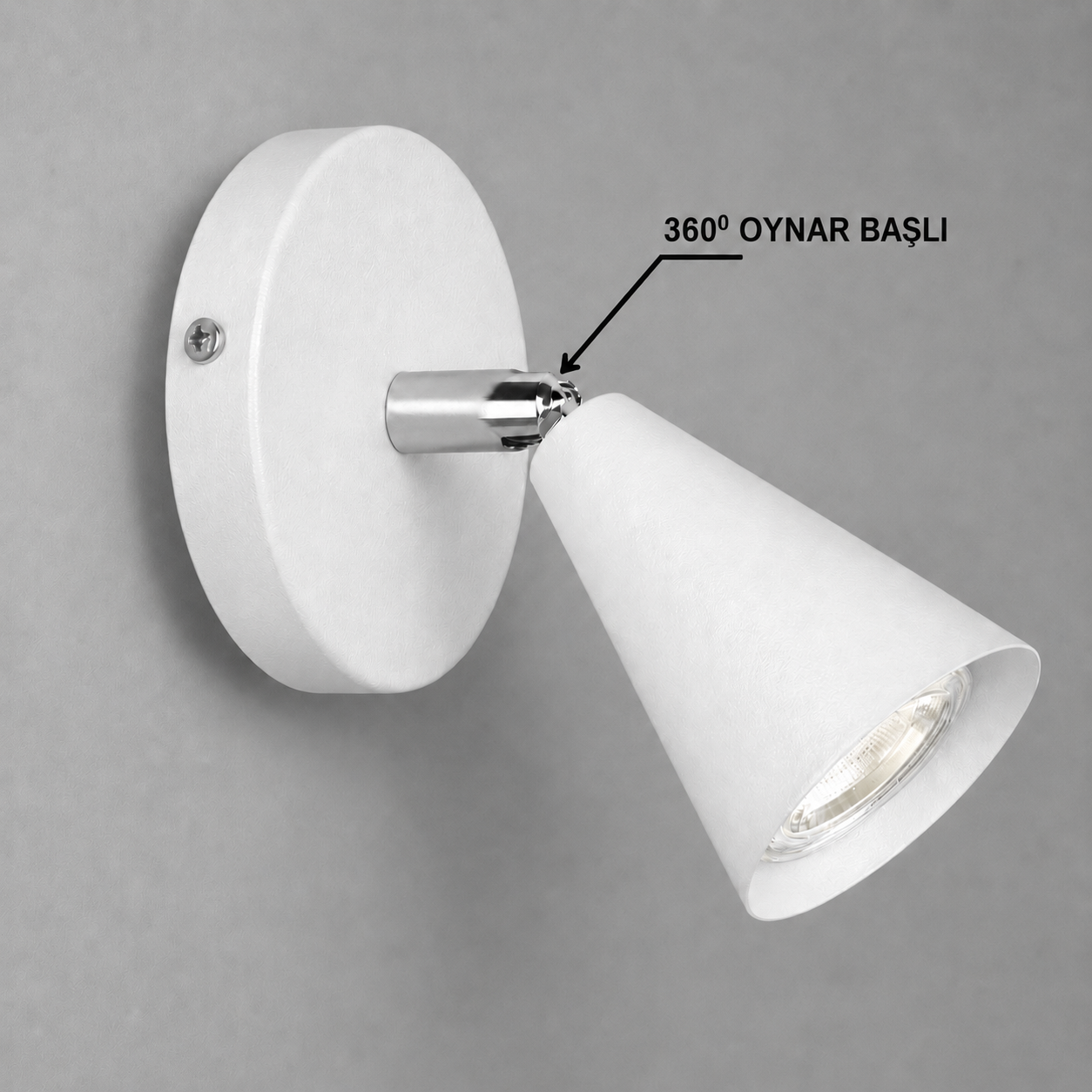 Merlin Dekoratif Hareketli Beyaz & Krom Modern Metal Duvar Aplik İç Mekan (GÜNIŞIĞI LED AMPUL DAHİLDİR...)