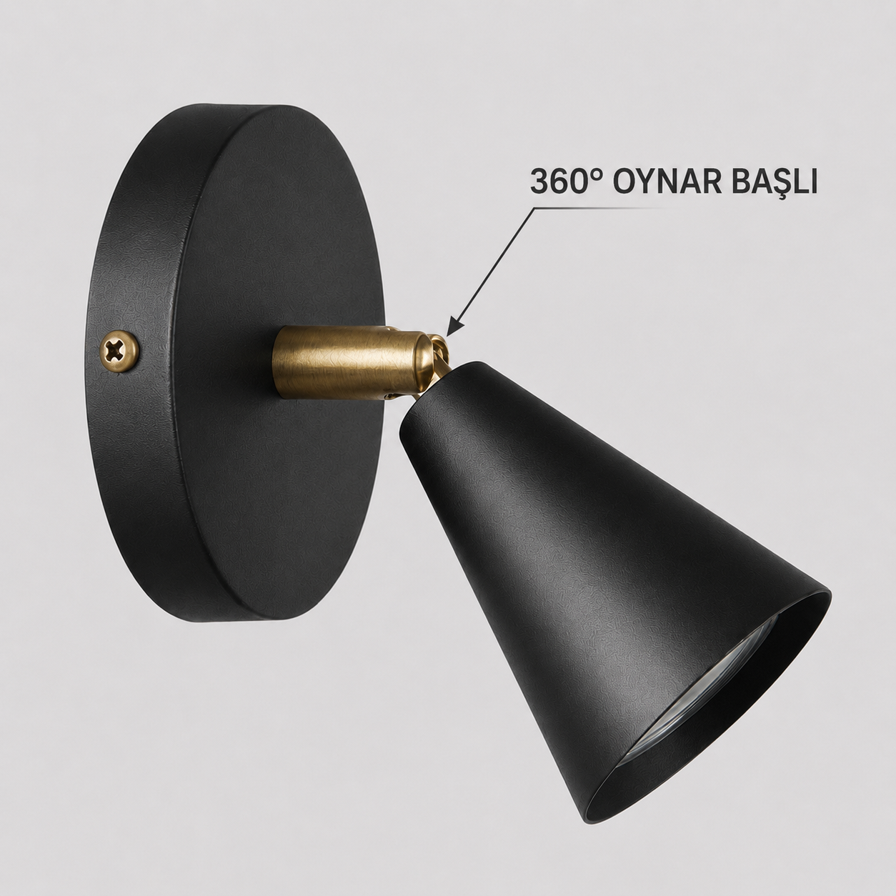 Merlin Dekoratif Hareketli Siyah & Eskitme Modern Metal Duvar Aplik İç Mekan (GÜNIŞIĞI LED AMPUL DAHİLDİR...)