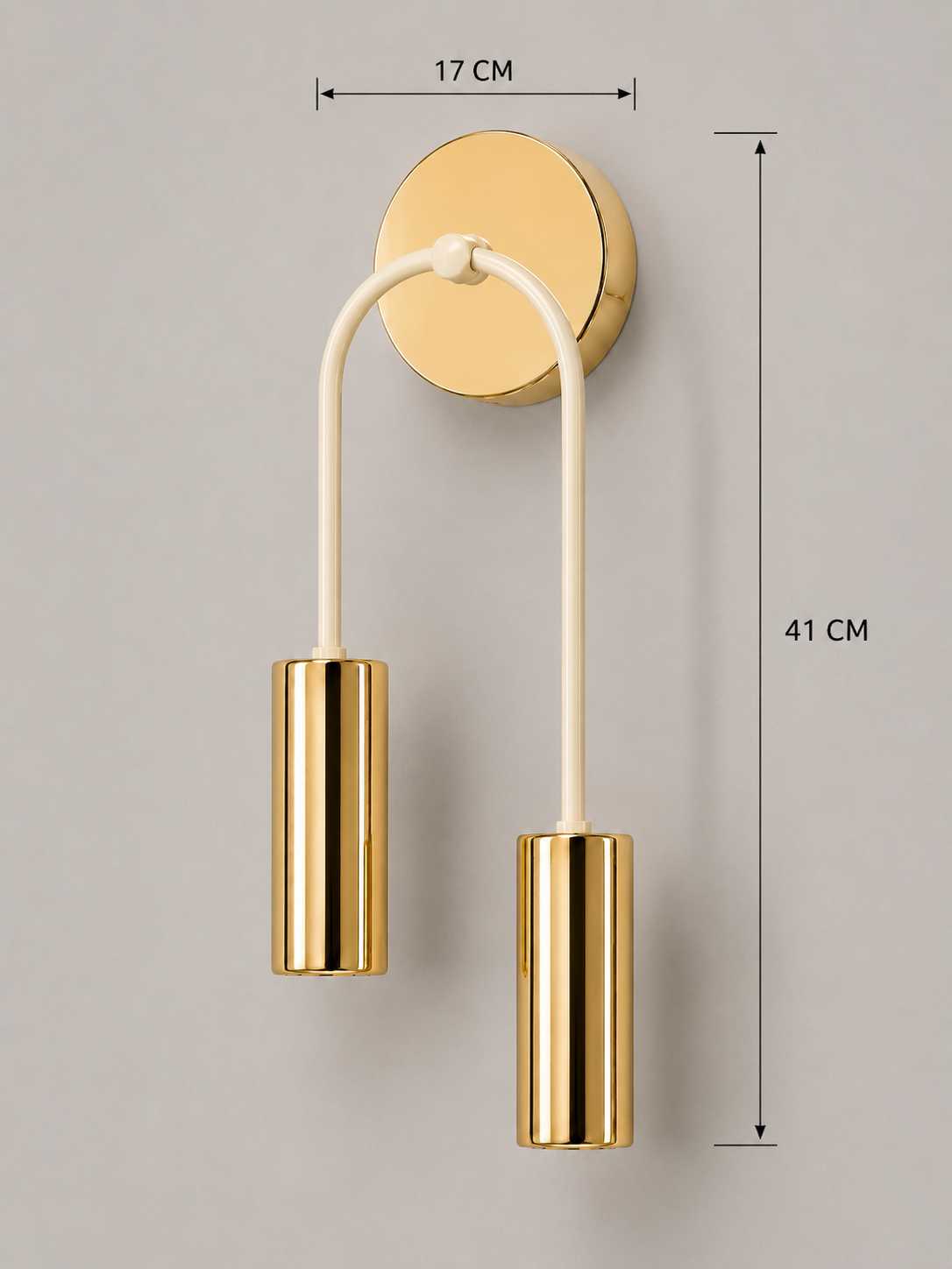Nil 2'li Dekoratif Krem & Gold Modern Metal Duvar Aplik İç Mekan (Günışığı led ampuller dahildir...)