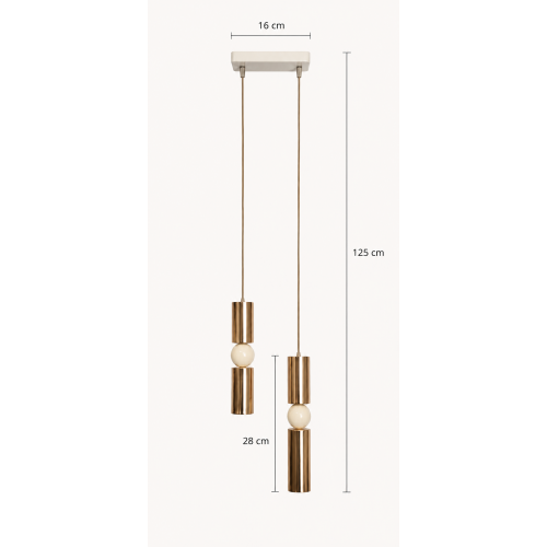 Petra 2'li Dekoratif Krem & Gold Kaplama Tavan Sarkıt Modern Avize İç Mekan (GÜN IŞIĞI LED AMPULLER DAHİLDİR...)