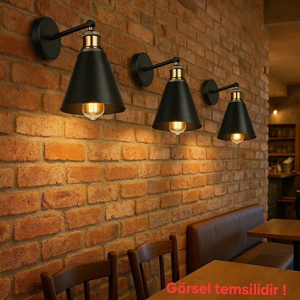Pepo Dekoratif Siyah Sıvama Eskitme Aksesuar Modern Duvar Aplik Iç Mekan