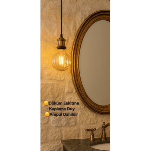 Point Dekoratif İthal Duy Kılıflı Tekli Sarkıt Avize Modern Iç Mekan (RUSTİK LED AMPUL DAHİLDİR!!!)