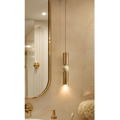 Petra Dekoratif Krem & Gold Modern Tavan Sarkıt Tekli Avize İç Mekan (GÜN IŞIĞI LED AMPUL DAHİLDİR...)