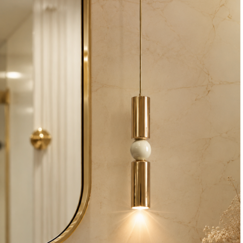 Petra Dekoratif Krem & Gold Modern Tavan Sarkıt Tekli Avize İç Mekan (GÜN IŞIĞI LED AMPUL DAHİLDİR...)