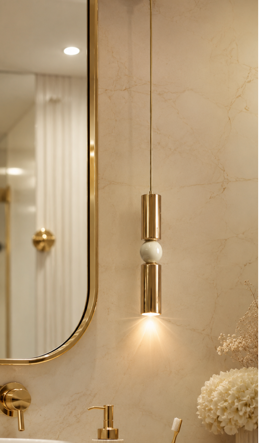 Petra Dekoratif Krem & Gold Modern Tavan Sarkıt Tekli Avize İç Mekan (GÜN IŞIĞI LED AMPUL DAHİLDİR...)