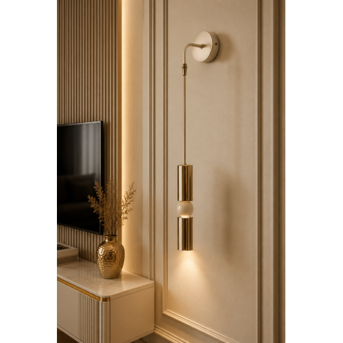 Petra Dekoratif Krem & Gold Kaplama Modern Tekli Duvar Aplik İç Mekan (GÜNIŞIĞI LED AMPUL DAHİLDİR!!!)