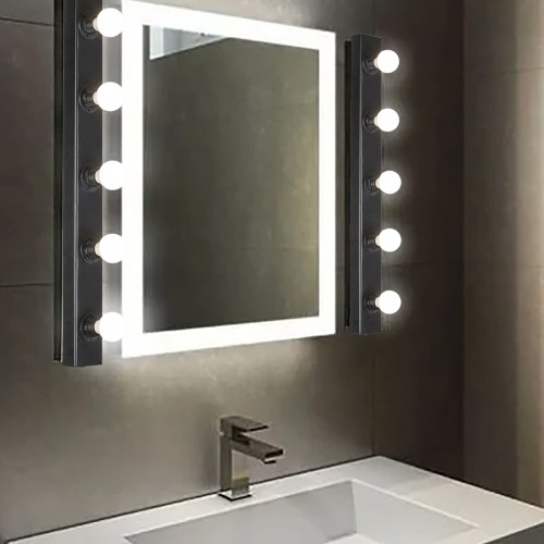 Reyes 5'li Dekoratif Siyah Makyaj Aynası Duvar Aplik İç Mekan (GÜNIŞIĞI LED AMPULLER DAHİLDİR!!!)