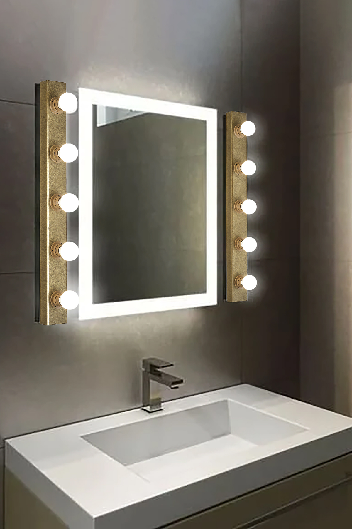 Reyes Dekoratif Makyaj Aynası Apliği Metal Gövde (GÜNIŞIĞI LED AMPULLER DAHİLDİR!)