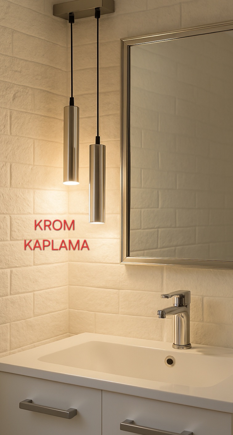 Serena 2'li Dekoratif Krom Kaplama Metal Tavan Sarkıt Modern Avize (GÜN IŞIĞI LED AMPULLER DAHİLDİR...)