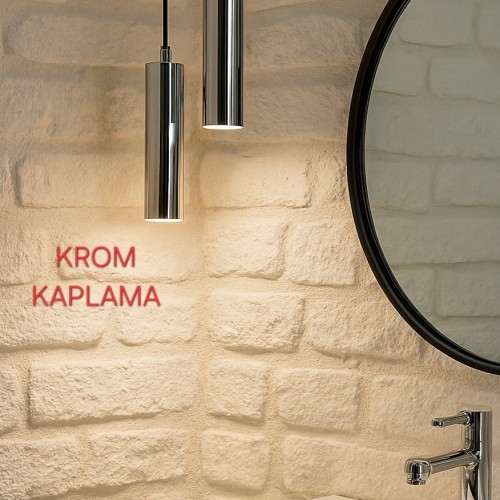 Serena 2'li Dekoratif Krom Kaplama Metal Tavan Sarkıt Modern Avize (GÜN IŞIĞI LED AMPULLER DAHİLDİR...)