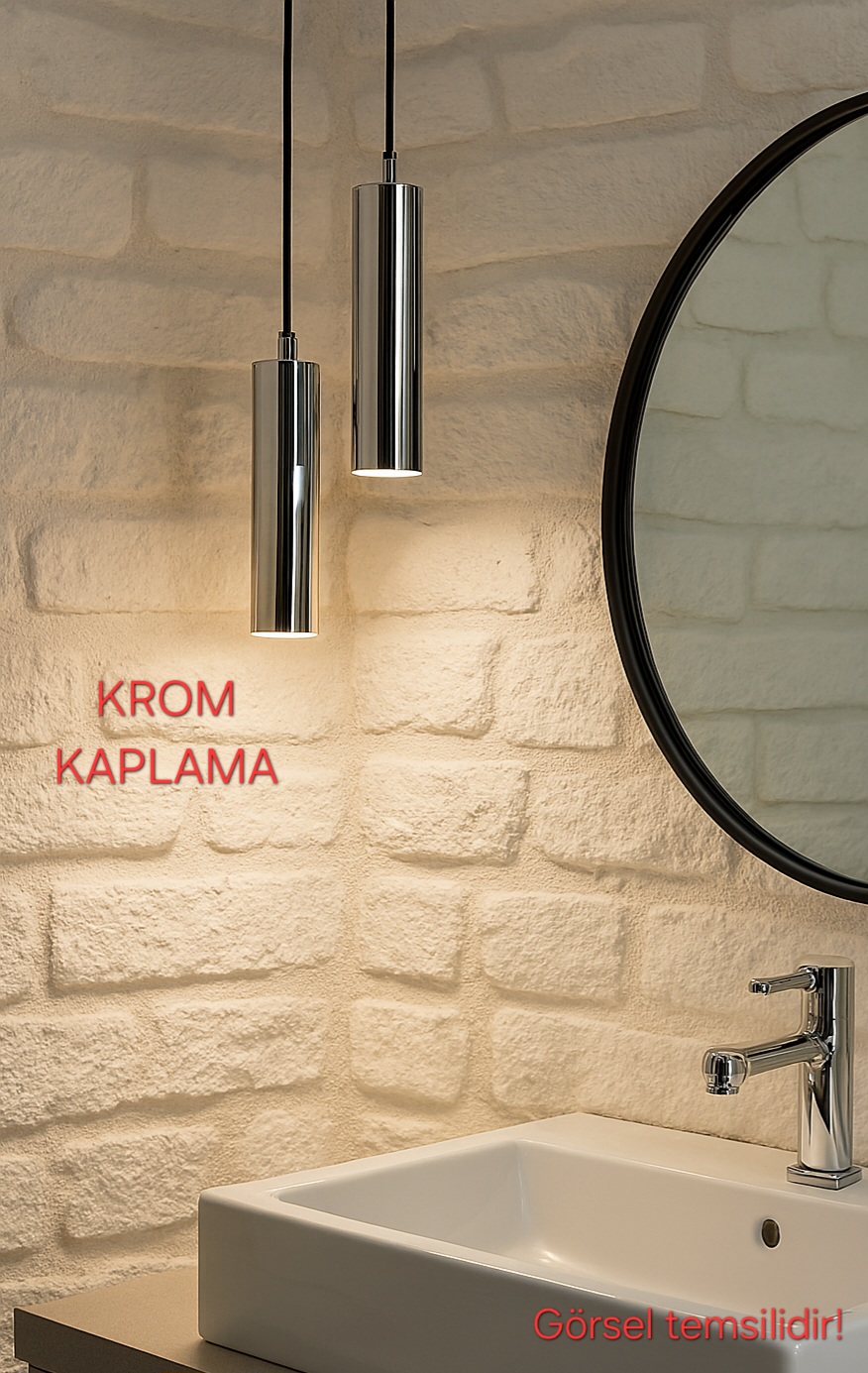 Serena 2'li Dekoratif Krom Kaplama Metal Tavan Sarkıt Modern Avize (GÜN IŞIĞI LED AMPULLER DAHİLDİR...)
