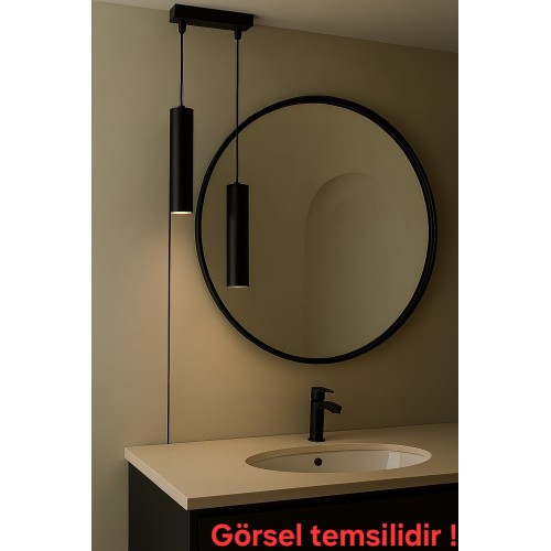 Serena 2'li Dekoratif Siyah Metal Tavan Sarkıt Modern Avize (GÜN IŞIĞI LED AMPULLER DAHİLDİR...)