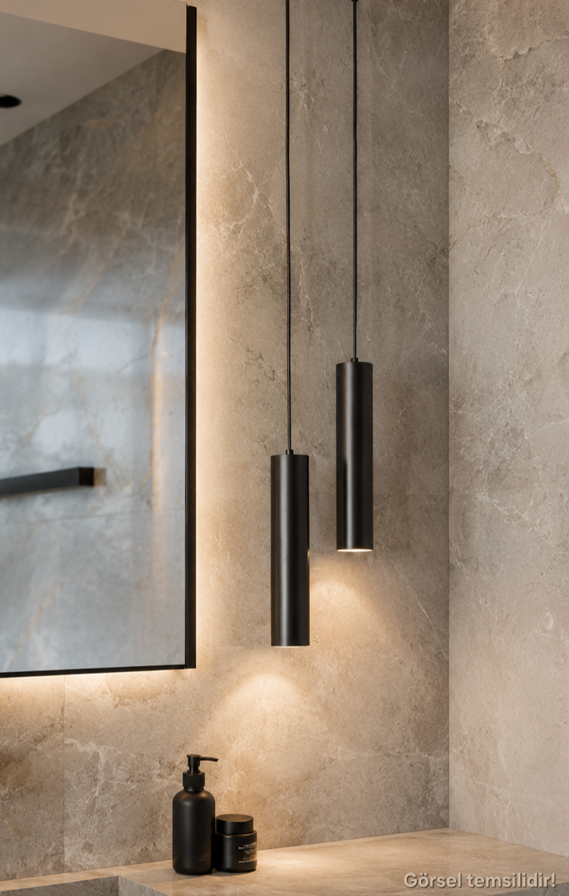Serena 2'li Dekoratif Siyah Metal Tavan Sarkıt Modern Avize (GÜN IŞIĞI LED AMPULLER DAHİLDİR...)