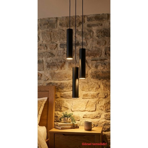 Serena 3'lü Dekoratif Siyah Metal Tavan Sarkıt Modern Avize (GÜN IŞIĞI LED AMPULLER DAHİLDİR...)