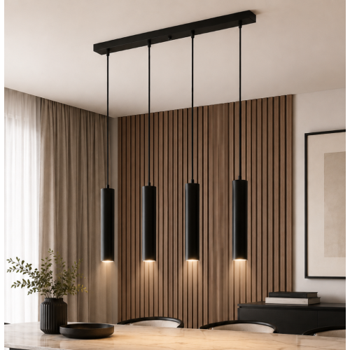 Serena 4'lü Dekoratif Siyah Metal Tavan Sarkıt Modern Avize (GÜN IŞIĞI LED AMPULLER DAHİLDİR...)