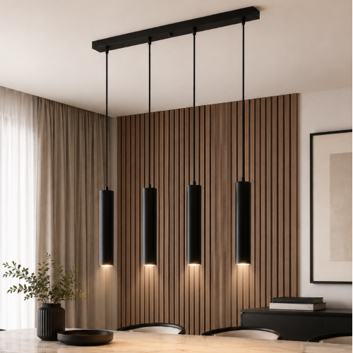 Serena 4'lü Dekoratif Siyah Metal Tavan Sarkıt Modern Avize (GÜN IŞIĞI LED AMPULLER DAHİLDİR...)