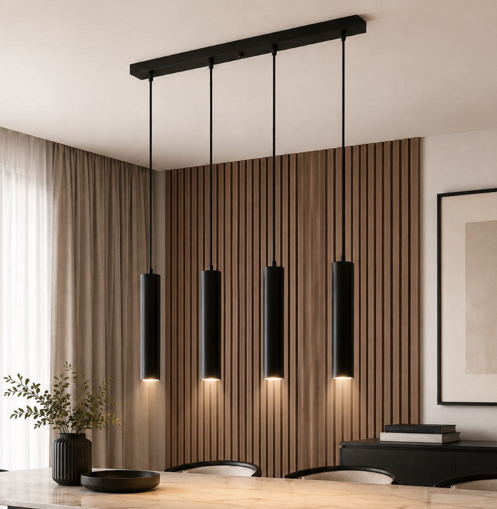 Serena 4'lü Dekoratif Siyah Metal Tavan Sarkıt Modern Avize (GÜN IŞIĞI LED AMPULLER DAHİLDİR...)
