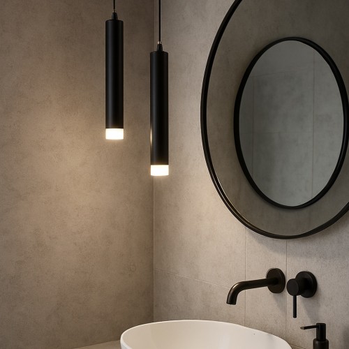 Sarissa 2'li Dekoratif Siyah Metal Tavan Sarkıt Modern Avize (GÜN IŞIĞI LED AMPULLER DAHİLDİR...)