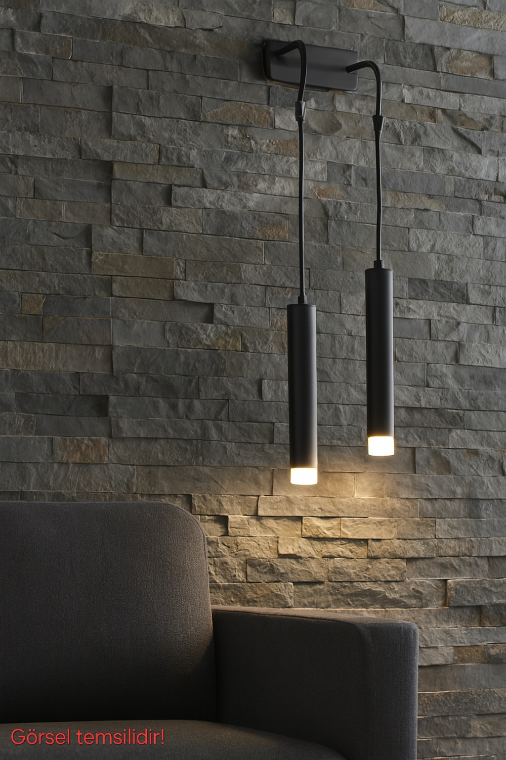 Sarissa 2'li Dekoratif Siyah Metal Modern Duvar Aplik İç Mekan (GÜNIŞIĞI LED AMPULLER DAHİLDİR...)