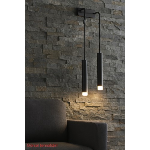 Sarissa 2'li Dekoratif Siyah Metal Modern Duvar Aplik İç Mekan (GÜNIŞIĞI LED AMPULLER DAHİLDİR...)