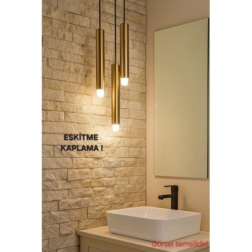 Sarissa 3'lü Dekoratif Eskitme Kaplama Metal Tavan Sarkıt Modern Avize (GÜN IŞIĞI LED AMPULLER DAHİLDİR...)