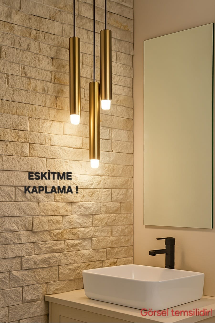 Sarissa 3'lü Dekoratif Eskitme Kaplama Metal Tavan Sarkıt Modern Avize (GÜN IŞIĞI LED AMPULLER DAHİLDİR...)