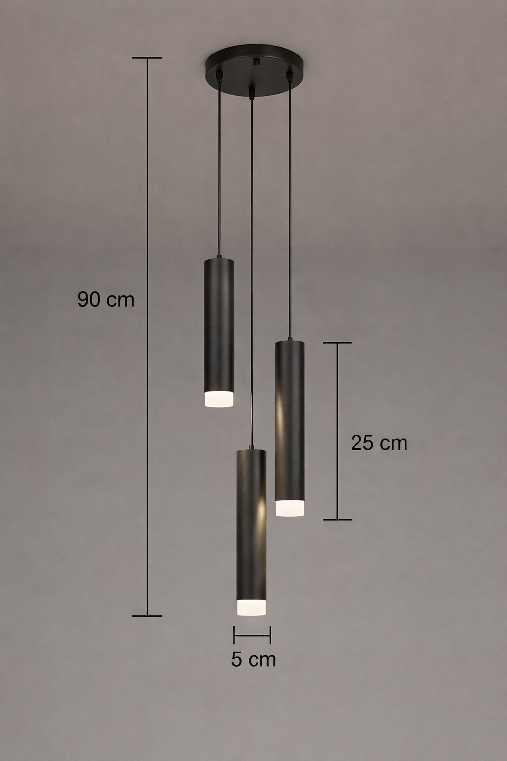 Sarissa 3'lü Dekoratif Siyah Metal Tavan Sarkıt Modern Avize (GÜN IŞIĞI LED AMPULLER DAHİLDİR...)