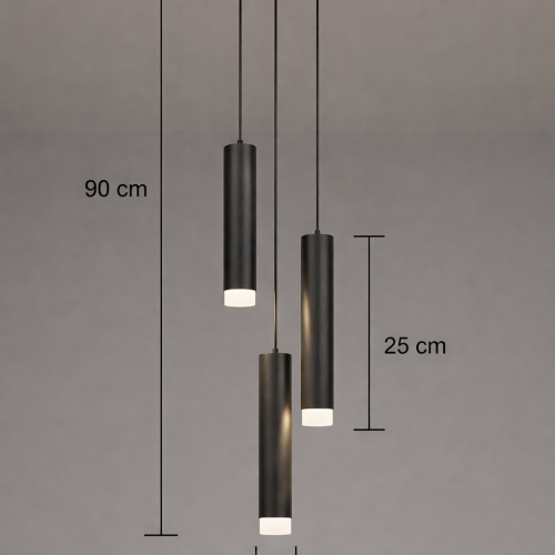 Sarissa 3'lü Dekoratif Siyah Metal Tavan Sarkıt Modern Avize (GÜN IŞIĞI LED AMPULLER DAHİLDİR...)