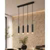 Sarissa 4'lü Dekoratif Siyah Sıralı Sarkıt Modern Avize İç Mekan (Gün Işığı Led Ampuller Dahildir...)