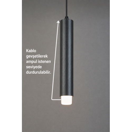Sarissa 3'lü Dekoratif Siyah Metal Tavan Sarkıt Modern Avize (GÜN IŞIĞI LED AMPULLER DAHİLDİR...)
