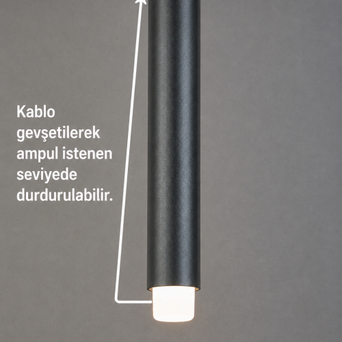 Sarissa 3'lü Dekoratif Siyah Metal Tavan Sarkıt Modern Avize (GÜN IŞIĞI LED AMPULLER DAHİLDİR...)