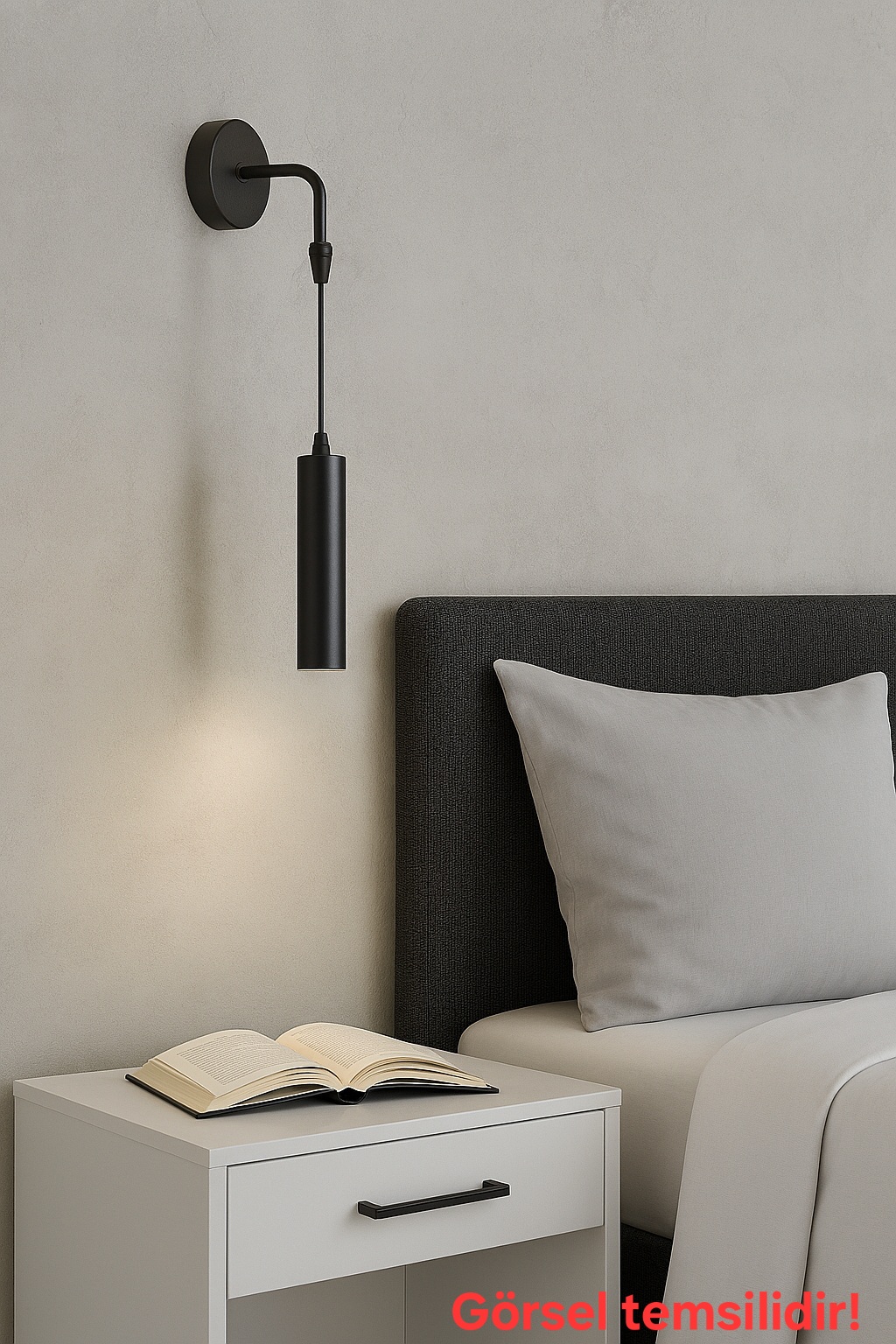 Serena Tekli Dekoratif Siyah Metal Modern Duvar Aplik İç Mekan (GÜNIŞIĞI LED AMPUL DAHİLDİR...)
