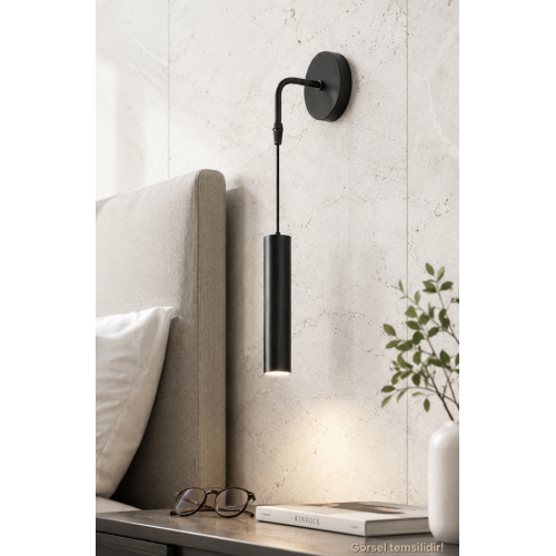 Serena Tekli Dekoratif Siyah Metal Modern Duvar Aplik İç Mekan (GÜNIŞIĞI LED AMPUL DAHİLDİR...)