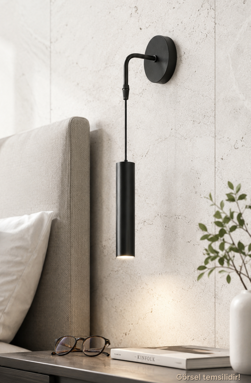 Serena Tekli Dekoratif Siyah Metal Modern Duvar Aplik İç Mekan (GÜNIŞIĞI LED AMPUL DAHİLDİR...)