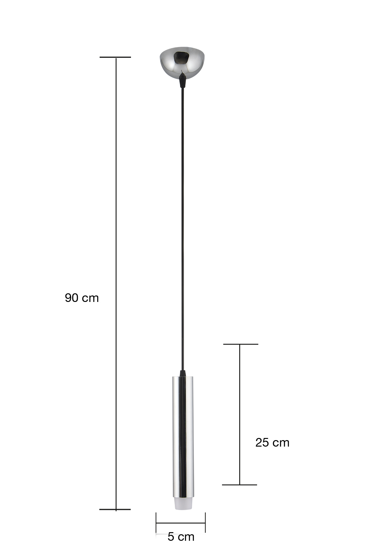 Sarissa Dekoratif Krom Kaplama Modern Metal Tavan Sarkıt Tekli Avize (GÜNIŞIĞI LED AMPUL DAHİLDİR...)