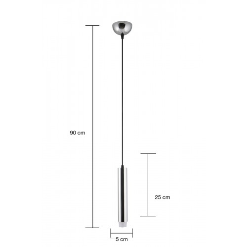 Sarissa Dekoratif Krom Kaplama Modern Metal Tavan Sarkıt Tekli Avize (GÜNIŞIĞI LED AMPUL DAHİLDİR...)