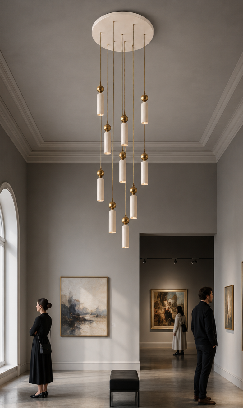Sparg 10'lu Dekoratif Galeri Boşluğu Krem & Eskitme Yuvarlak Tavan Sarkıt Avize (GÜNIŞIĞI LED AMPULLER DAHİLDİR...)