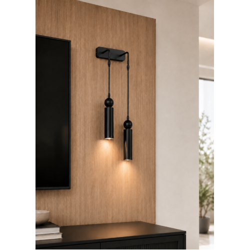 Sparg 2'li Dekoratif Siyah Metal Modern Duvar Aplik İç Mekan (GÜNIŞIĞI LED AMPULLER DAHİLDİR...)