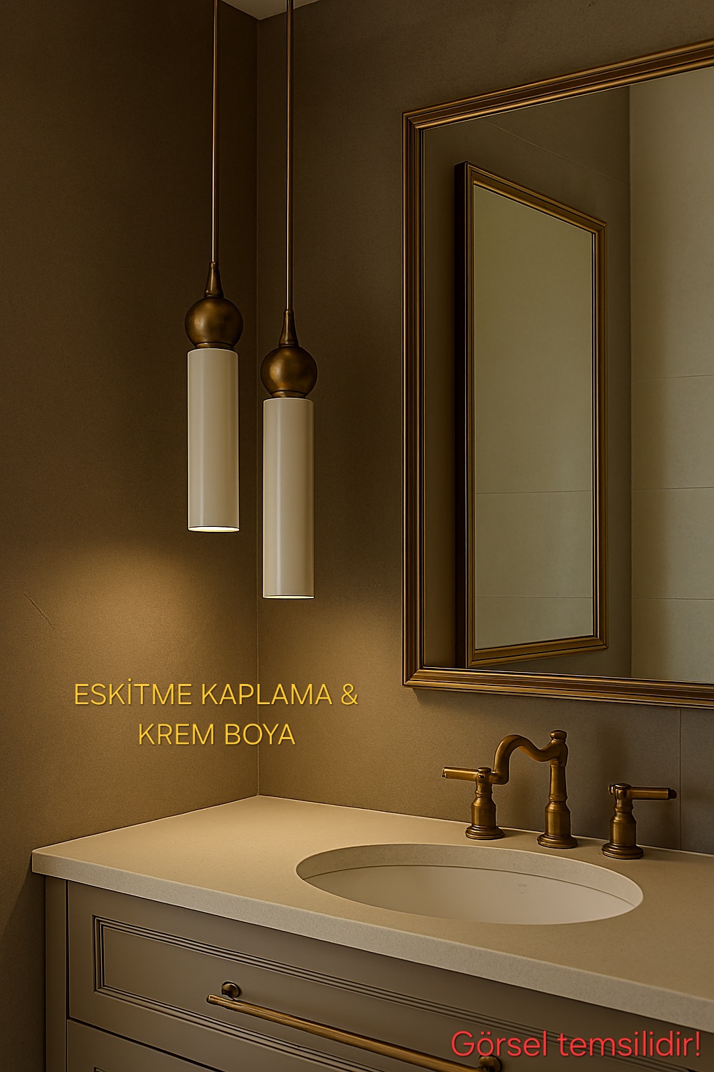 Sparg 2'li Dekoratif Krem & Eskitme Metal Tavan Sarkıt Modern Avize (GÜN IŞIĞI LED AMPULLER DAHİLDİR...)