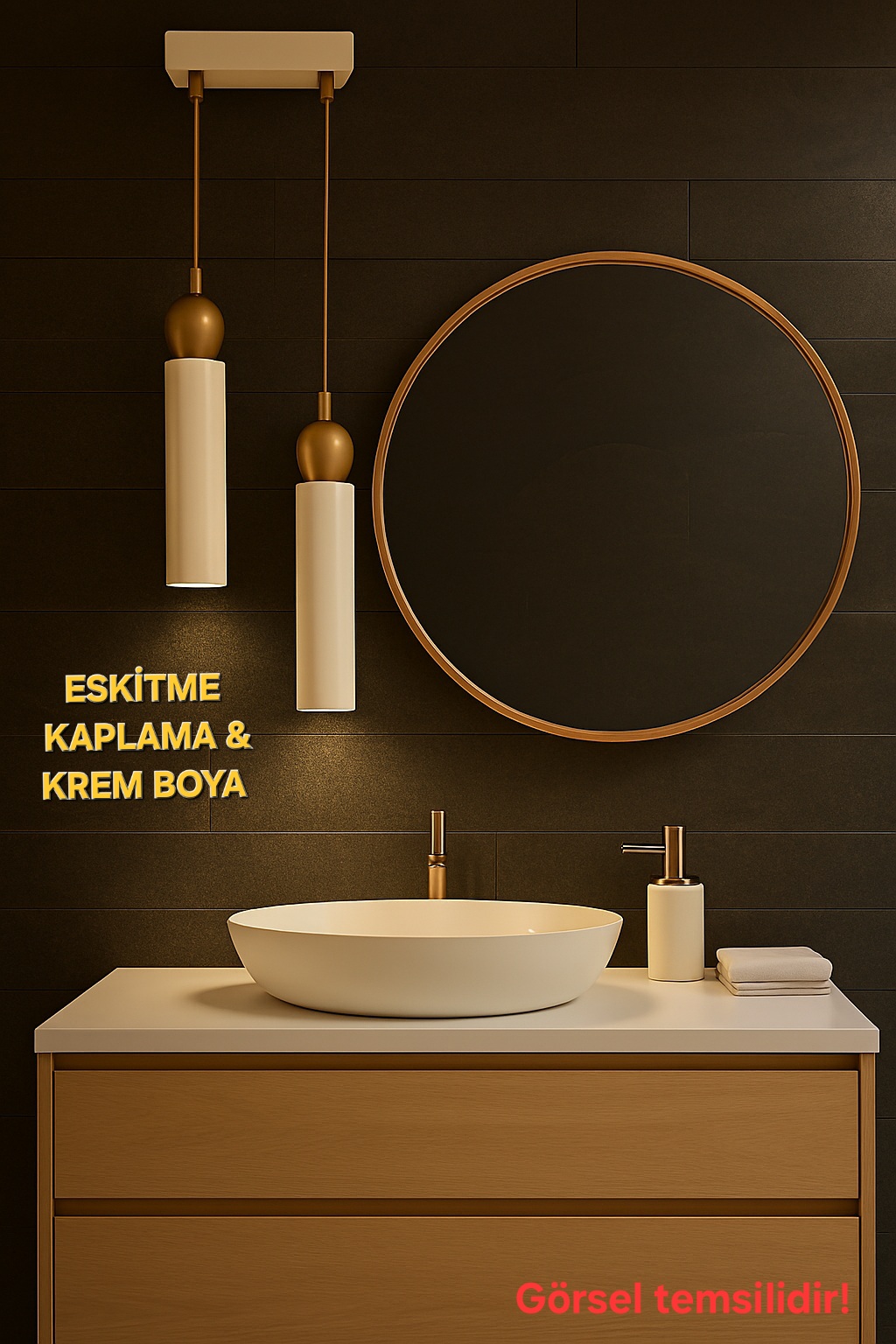 Sparg 2'li Dekoratif Krem & Eskitme Metal Tavan Sarkıt Modern Avize (GÜN IŞIĞI LED AMPULLER DAHİLDİR...)