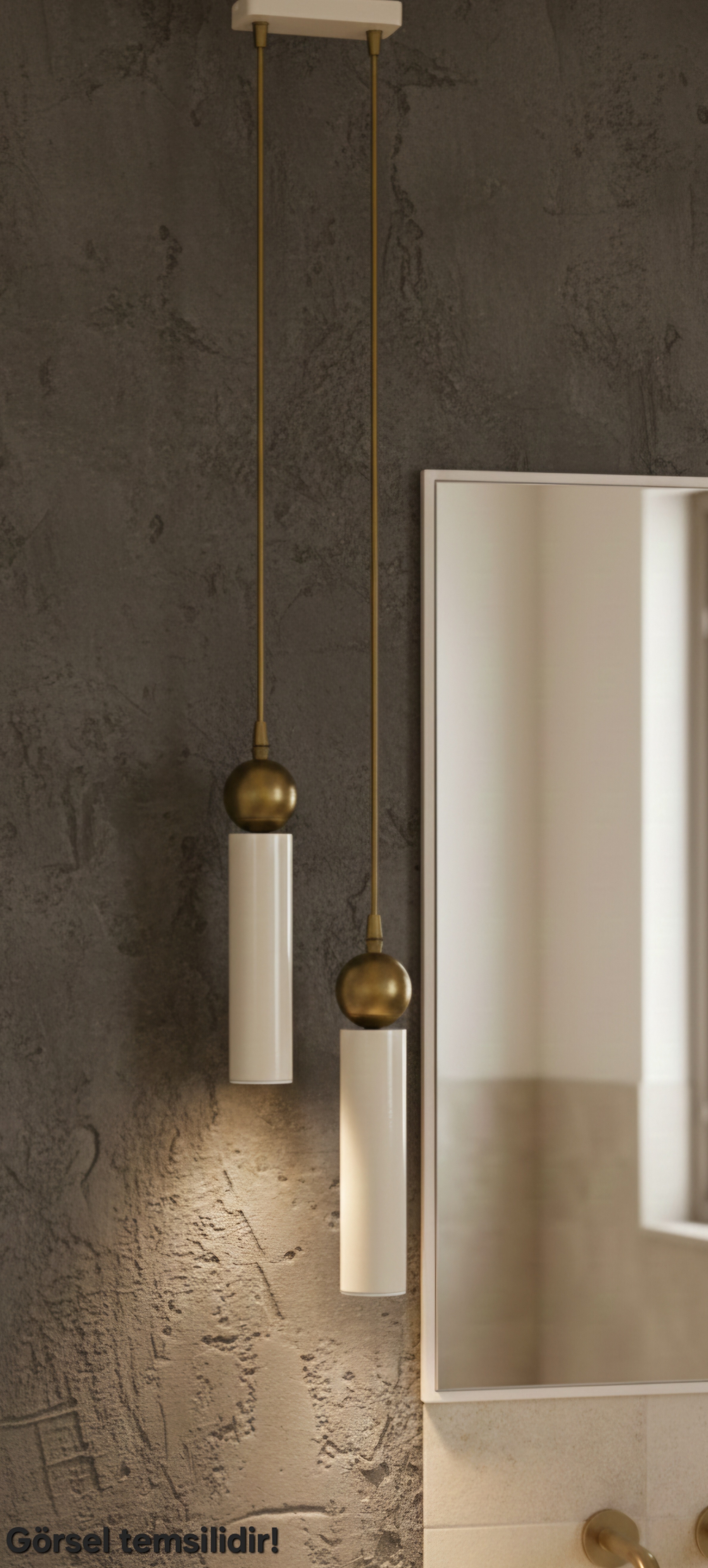 Sparg 2'li Dekoratif Krem & Eskitme Metal Tavan Sarkıt Modern Avize (GÜN IŞIĞI LED AMPULLER DAHİLDİR...)
